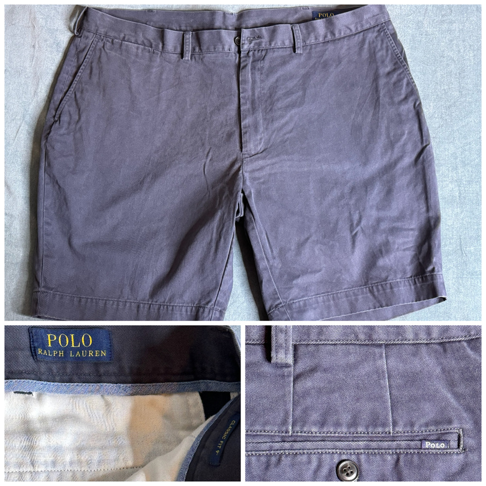 Polo Ralph Lauren Shorts Mens 40 Blue Flat Front Classic Fit Pleated Chino Golf